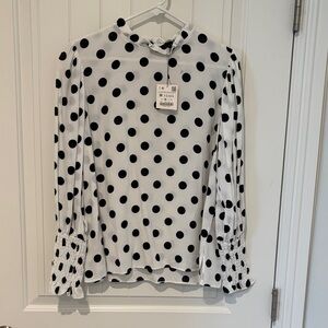 Zara Black and White Polka Dot Blouse